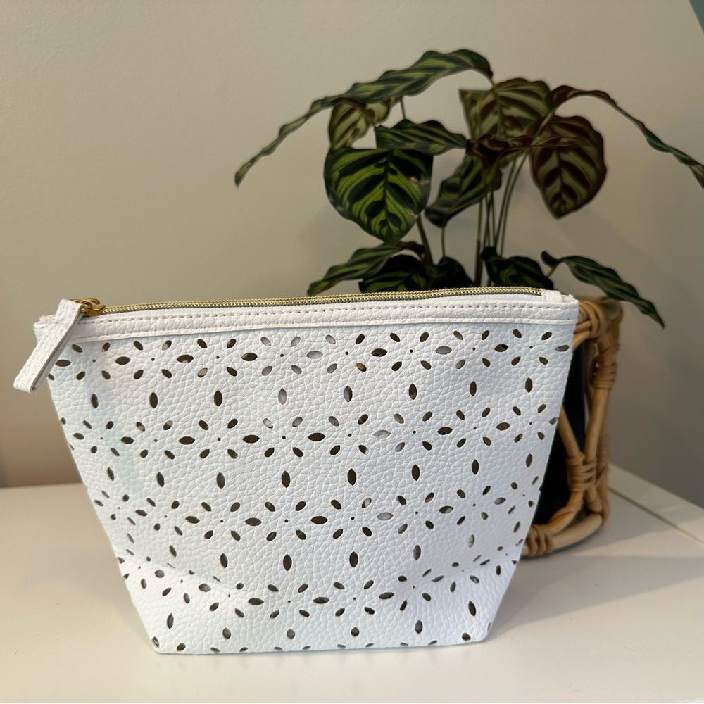 Saks Fifth Avenue White Perforated Cosmetic Case - Picture 9 of 9